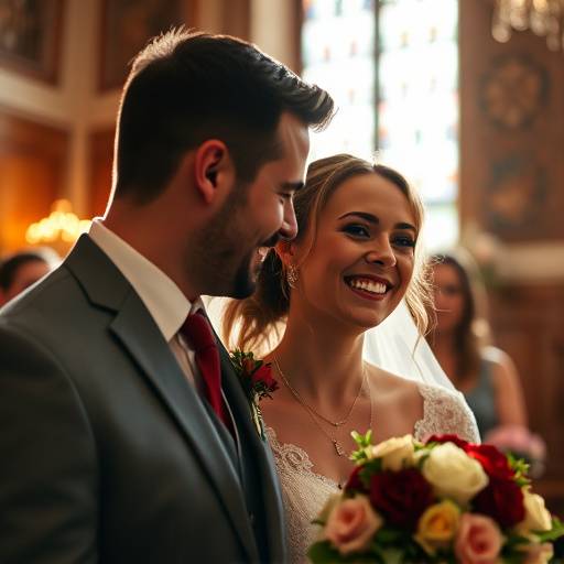 Fotografo che scatta foto di una coppia felice durante un matrimonio