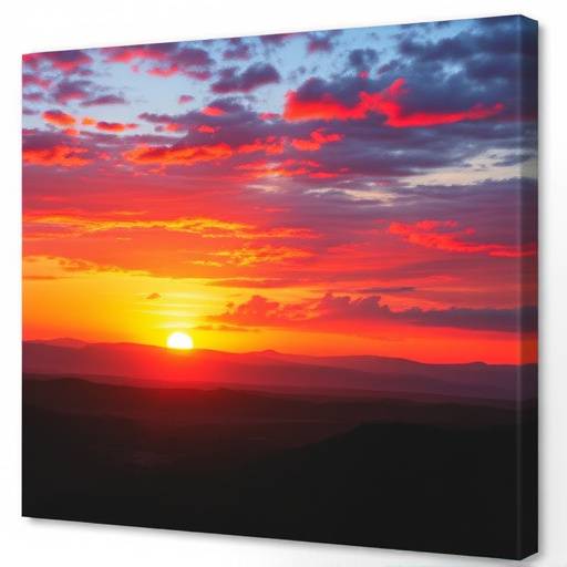 Paesaggio naturale al tramonto con colori intensi, stampato su tela