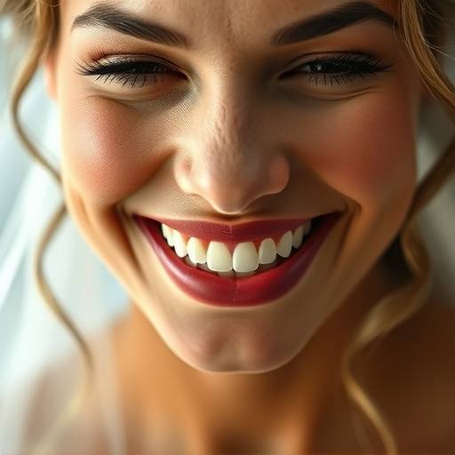 Primo piano di un sorriso radioso di una sposa